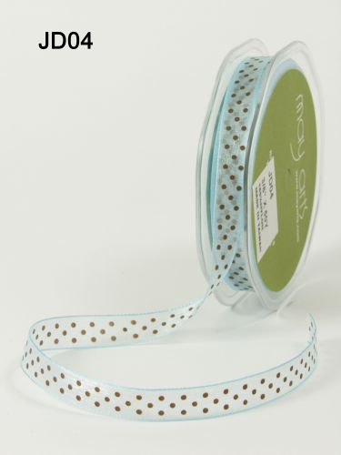 Ruban transparent  pois marron BLEU